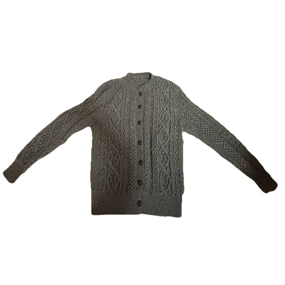 HOME MADE Women’s Chunky Knit Brown Wooden Buttons Cardigan Sweater Size Large